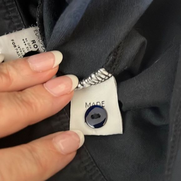 European Culture Womens Blouse Buttoned Quarter Sleeve Fitted Blue Black Small - Picture 11 of 12